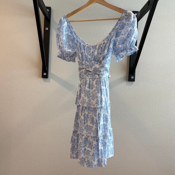 Altar'd State Blue and White Tie Back Short Dress Small - Picture 1 of 8